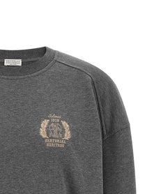 Brunello Cucinelli Coat of Arms Embroidered Sweatshirt Grey