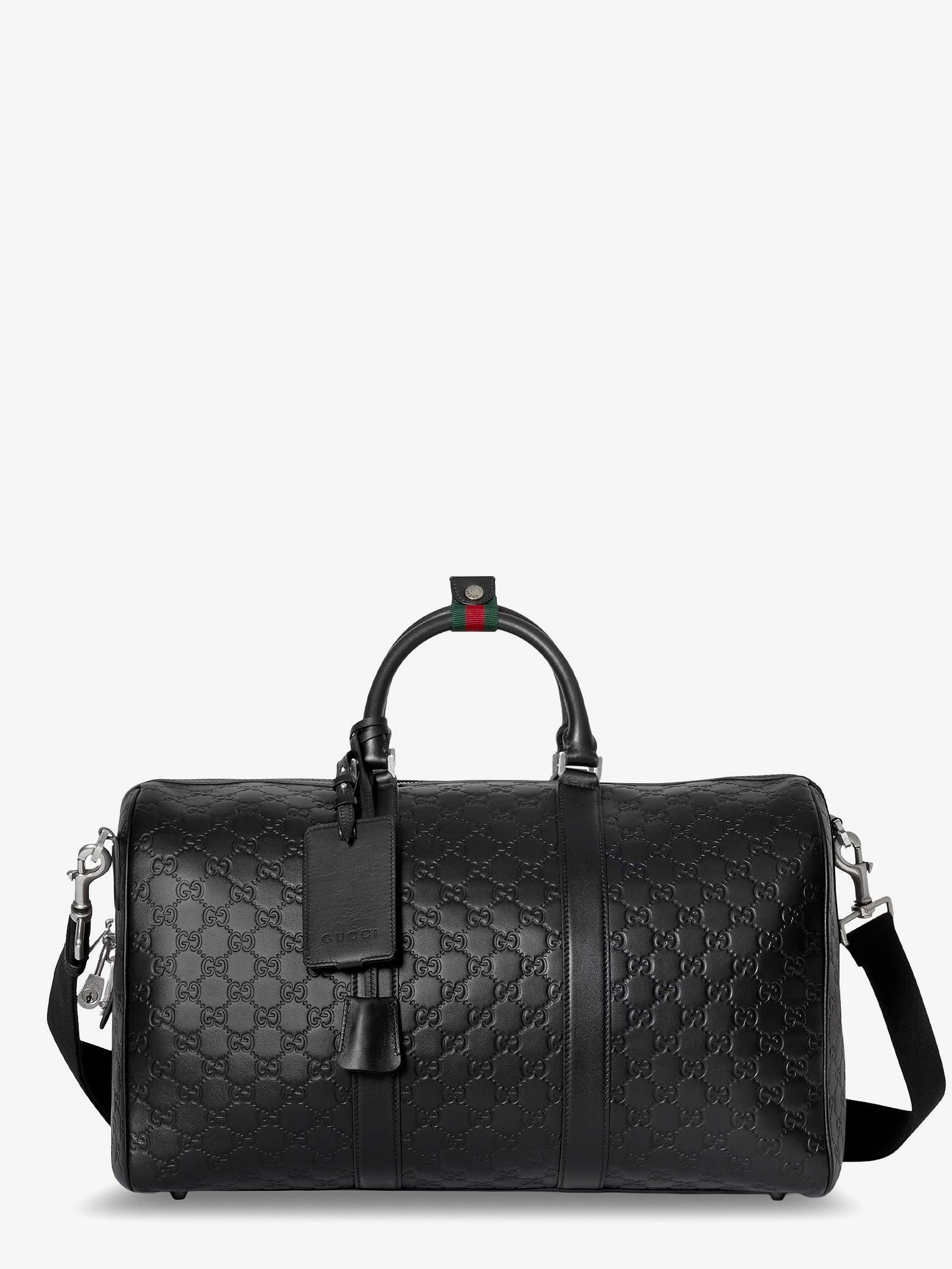 Gucci Men's Coated Canvas GG Emblem Travel Bag Black
