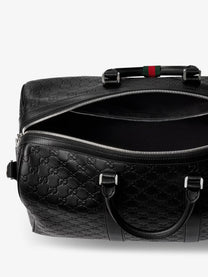 Gucci Men's Coated Canvas GG Emblem Travel Bag Black