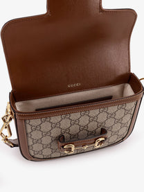 Gucci Women's Coated Canvas Gucci Horsebit Crossbody Bag Beige