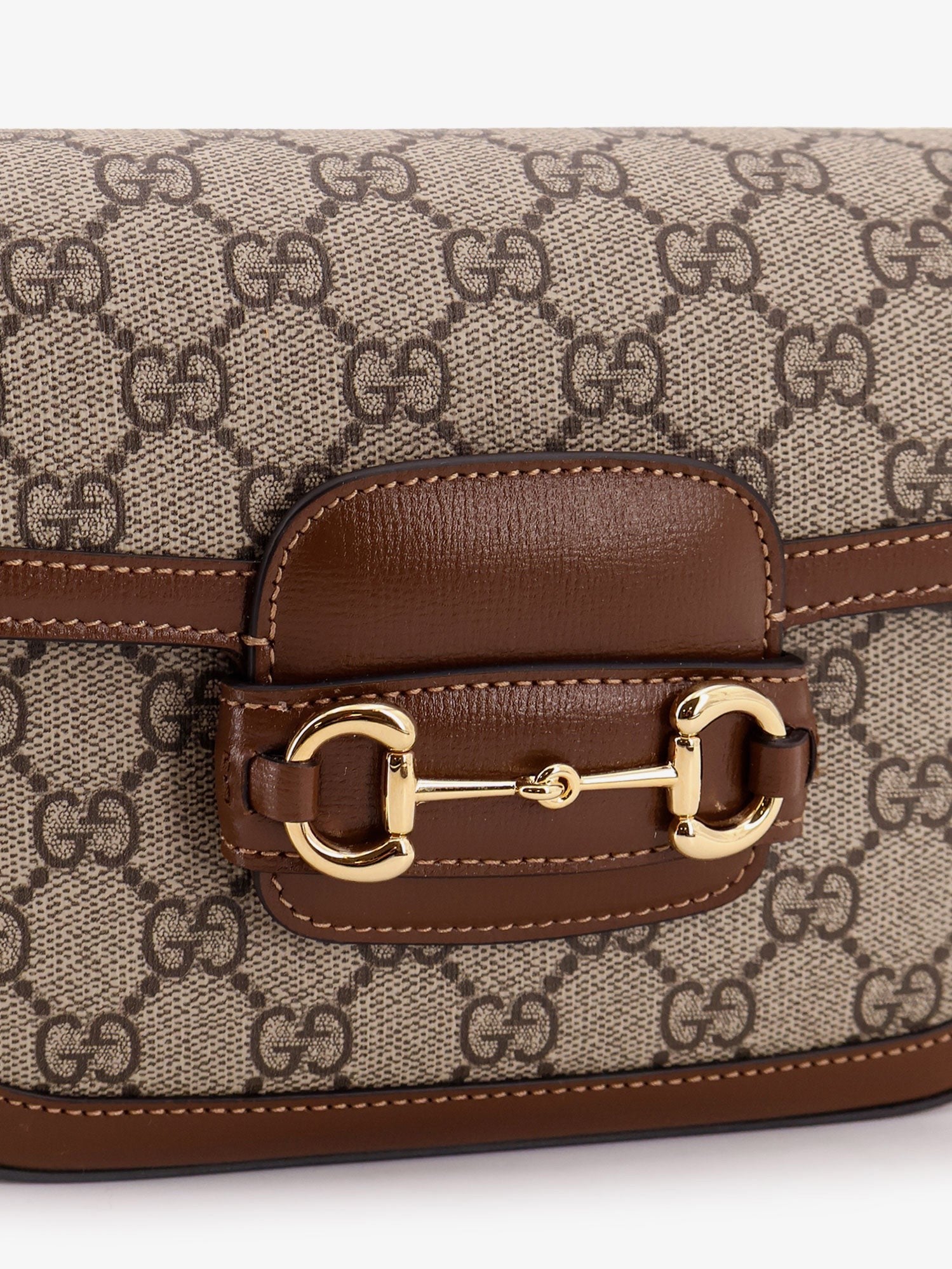Gucci Women's Coated Canvas Gucci Horsebit Crossbody Bag Beige