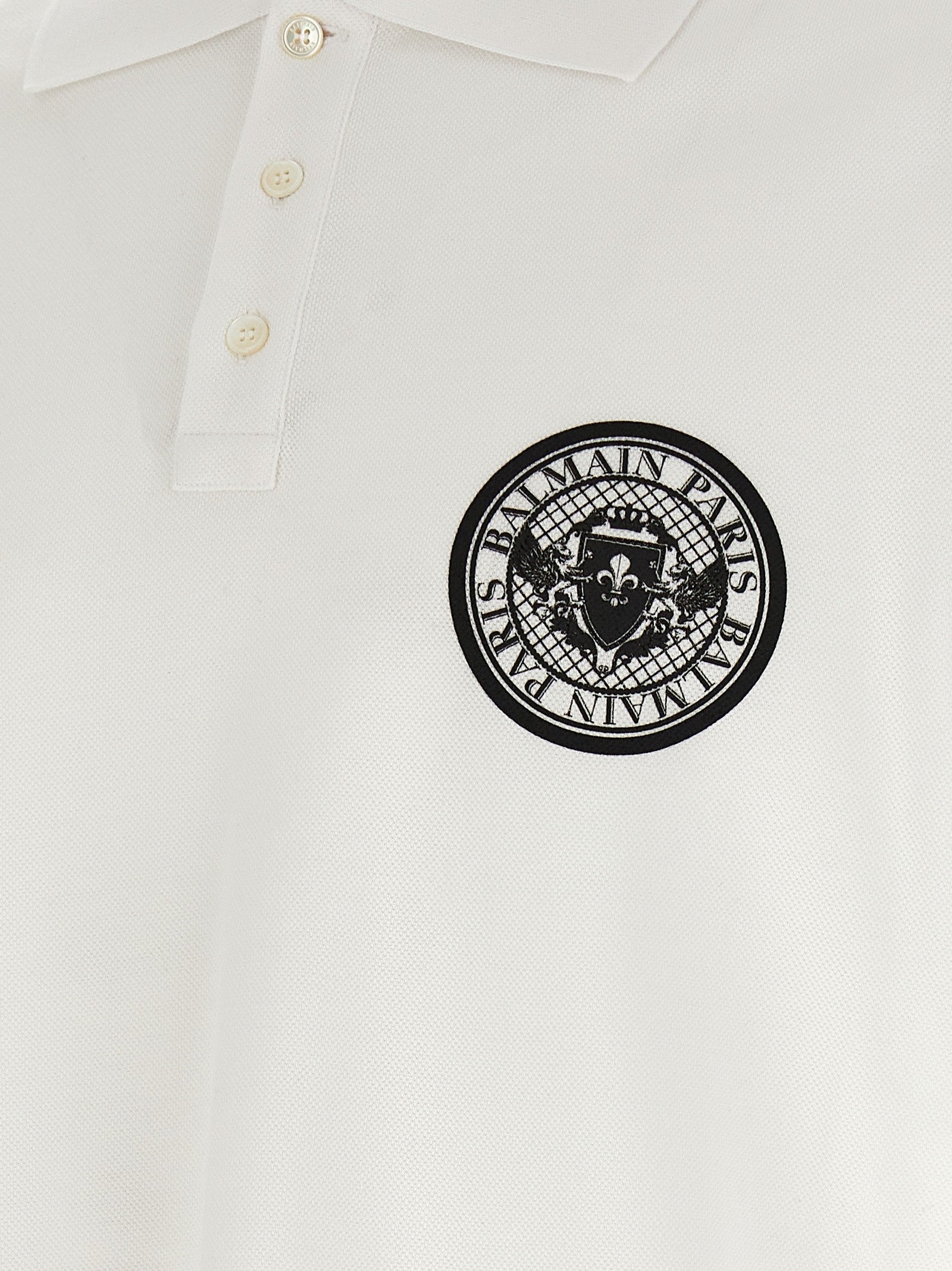 Balmain Coin Polo Shirt White