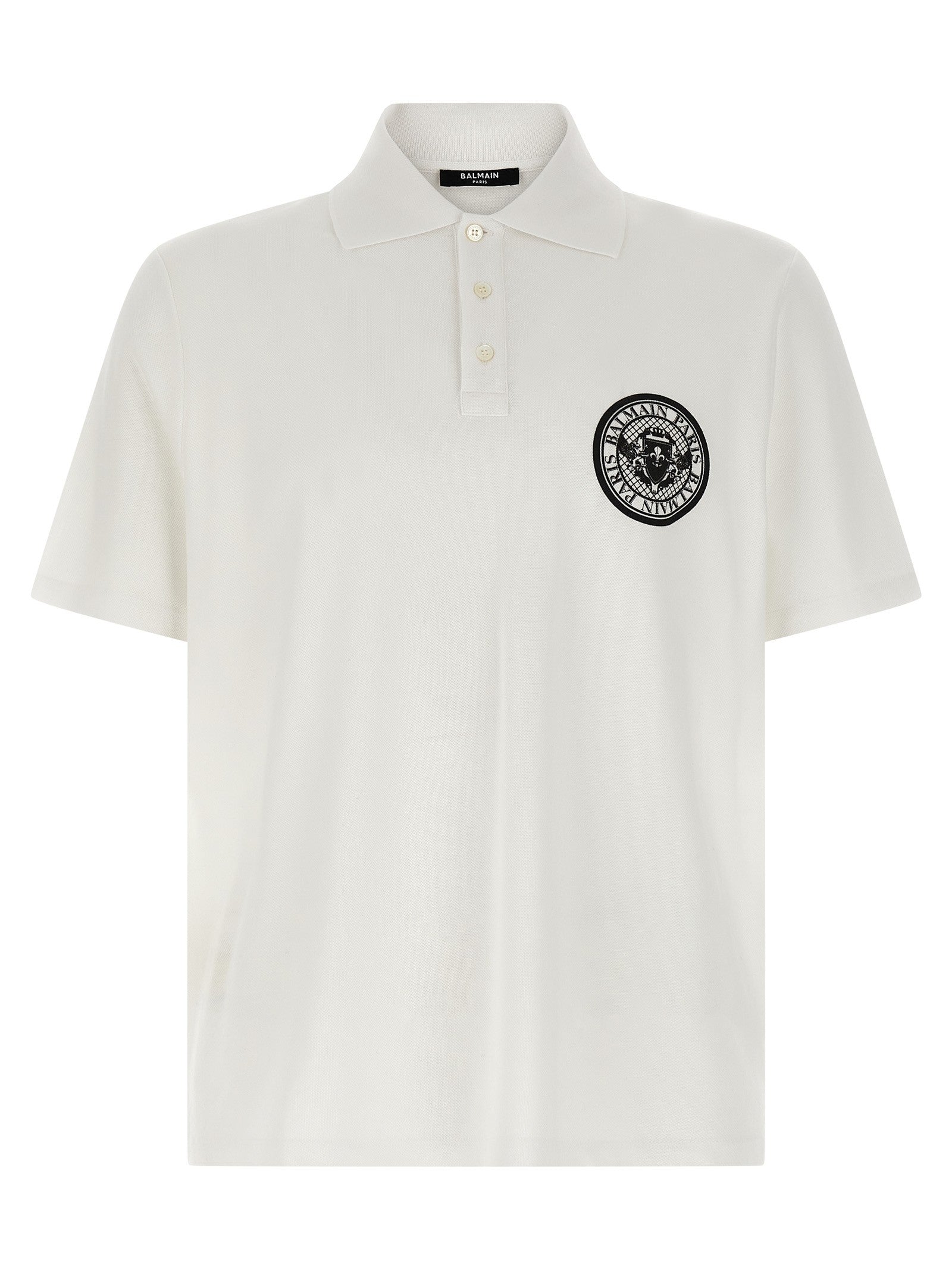Balmain Coin Polo Shirt White