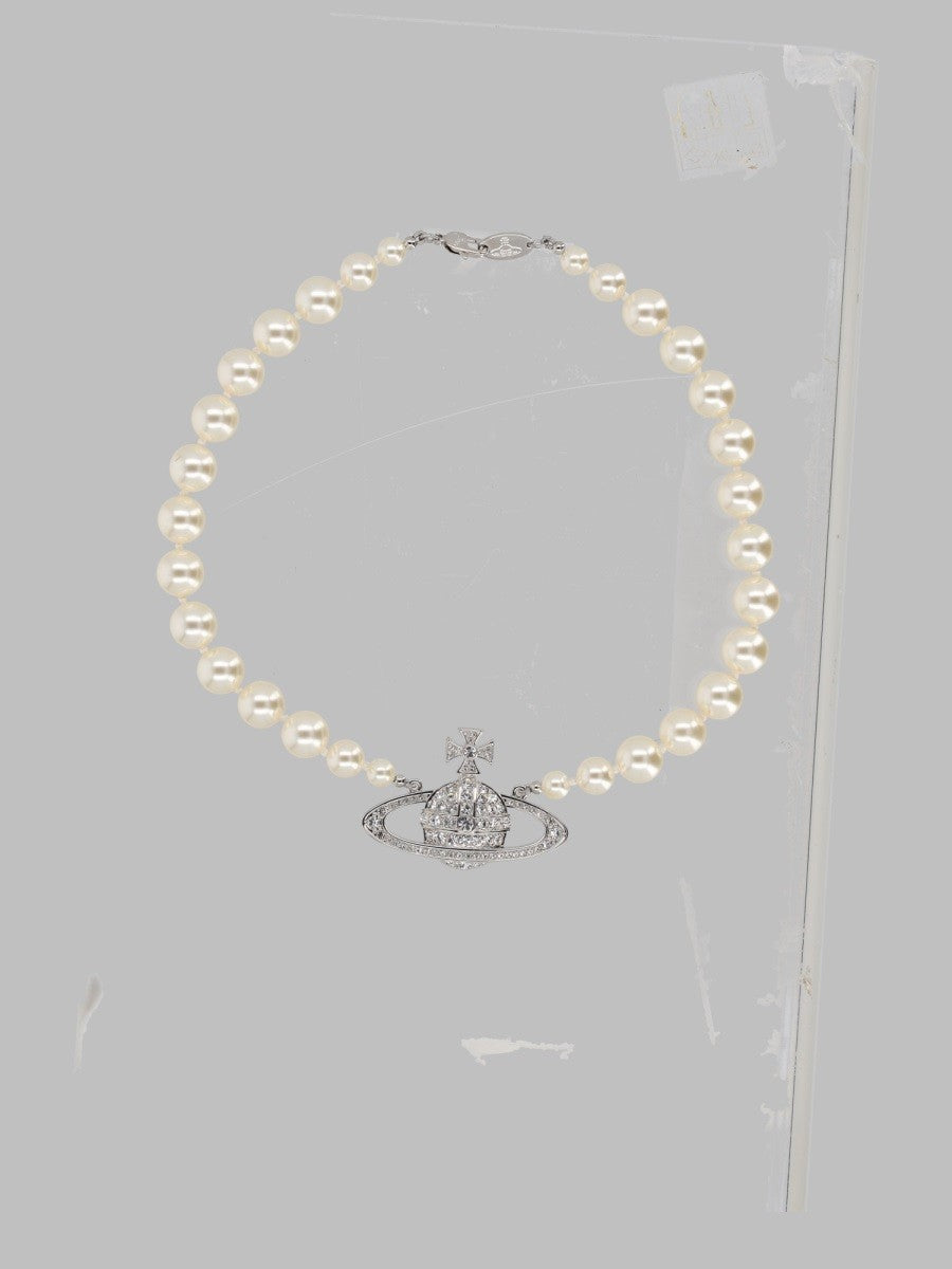 Vivienne Westwood Women's Collana Di Perle Con Orb Silver