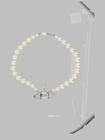 Vivienne Westwood Women's Collana Di Perle Con Orb Silver