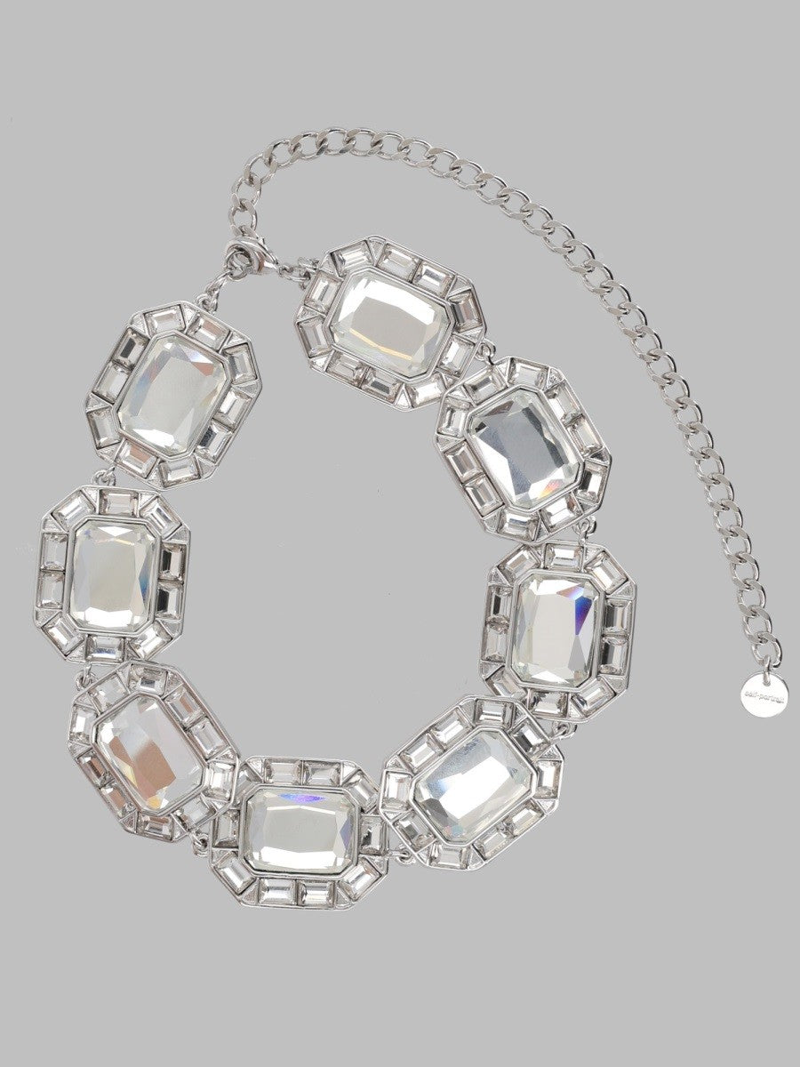 self-portrait Women's Collana Girocollo Con Maxi Cristalli Silver