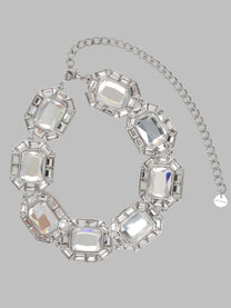 self-portrait Women's Collana Girocollo Con Maxi Cristalli Silver