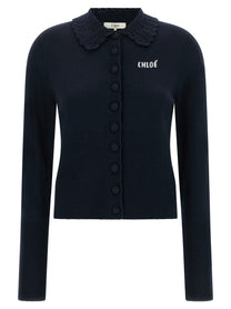 Chloé Collared Cardigan Blue