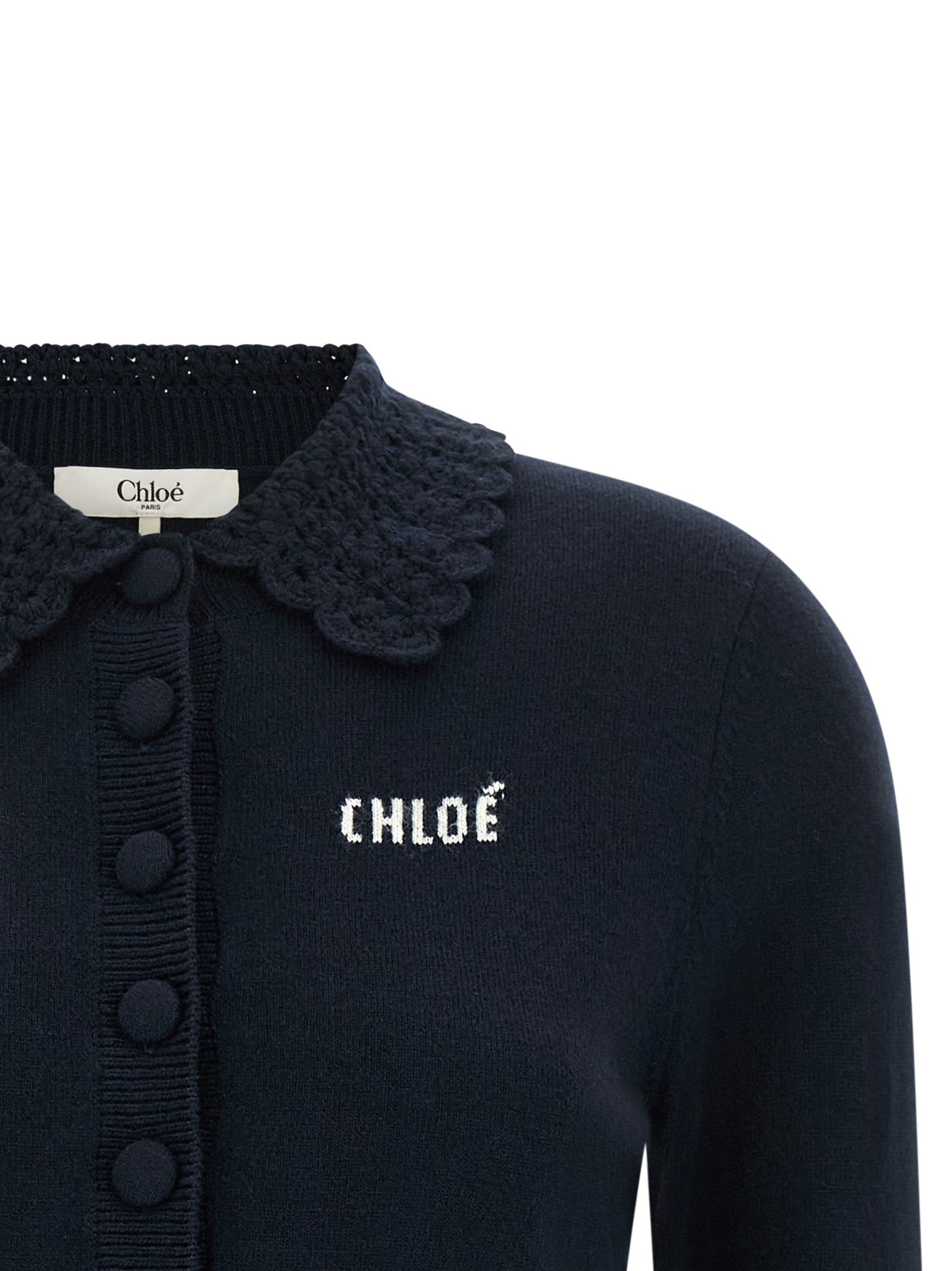 Chloé Collared Cardigan Blue
