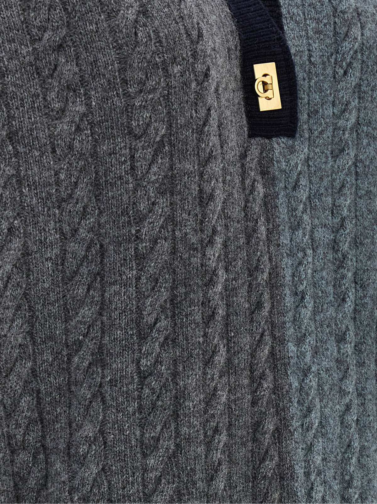 Ferragamo Color Block Braid Sweater Gold, view 5