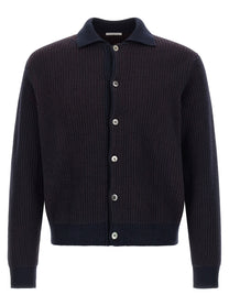 Oliver Lattughi Color Block Cardigan Blue