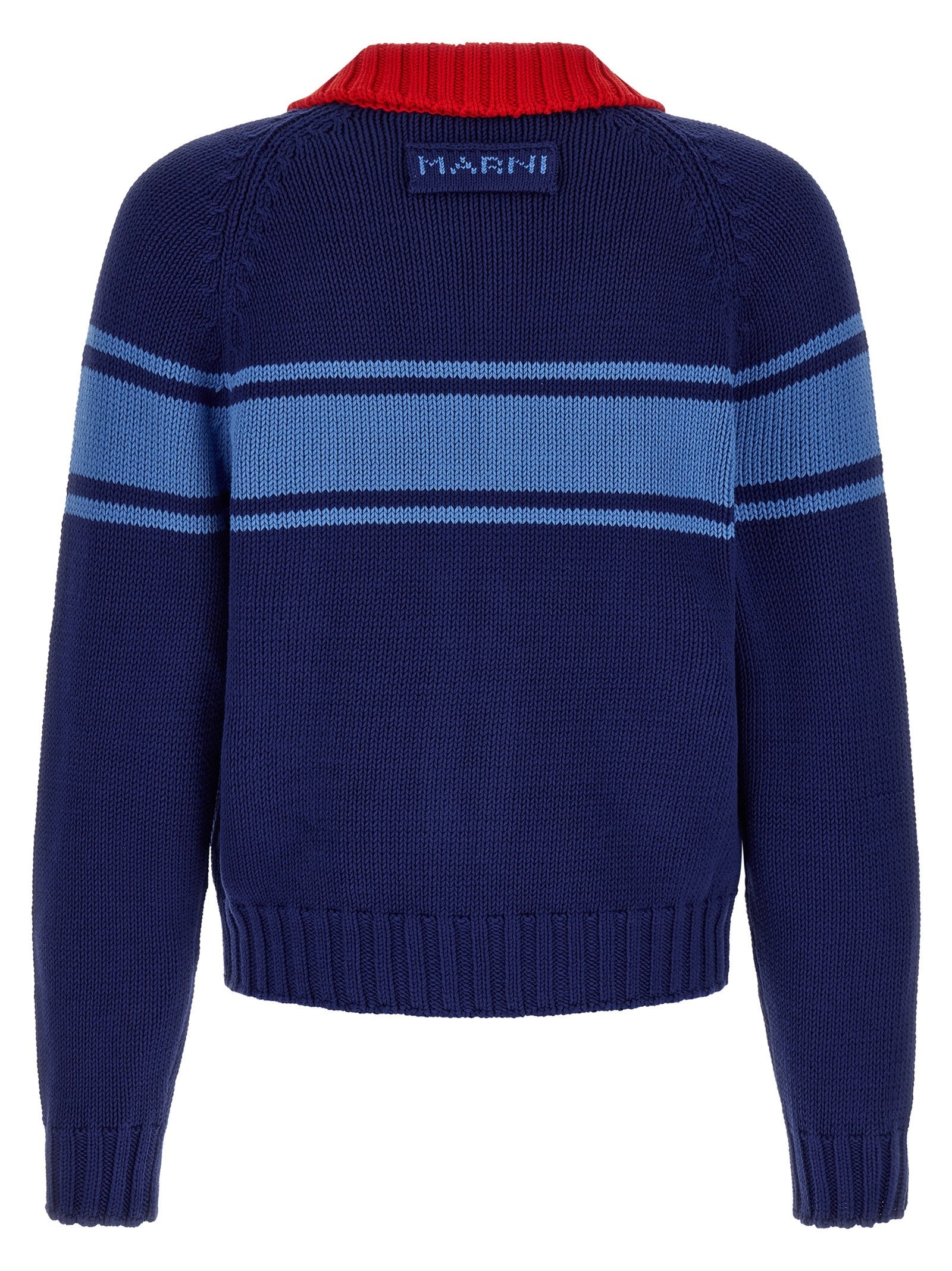 Marni Color Block Details Cardigan Blue