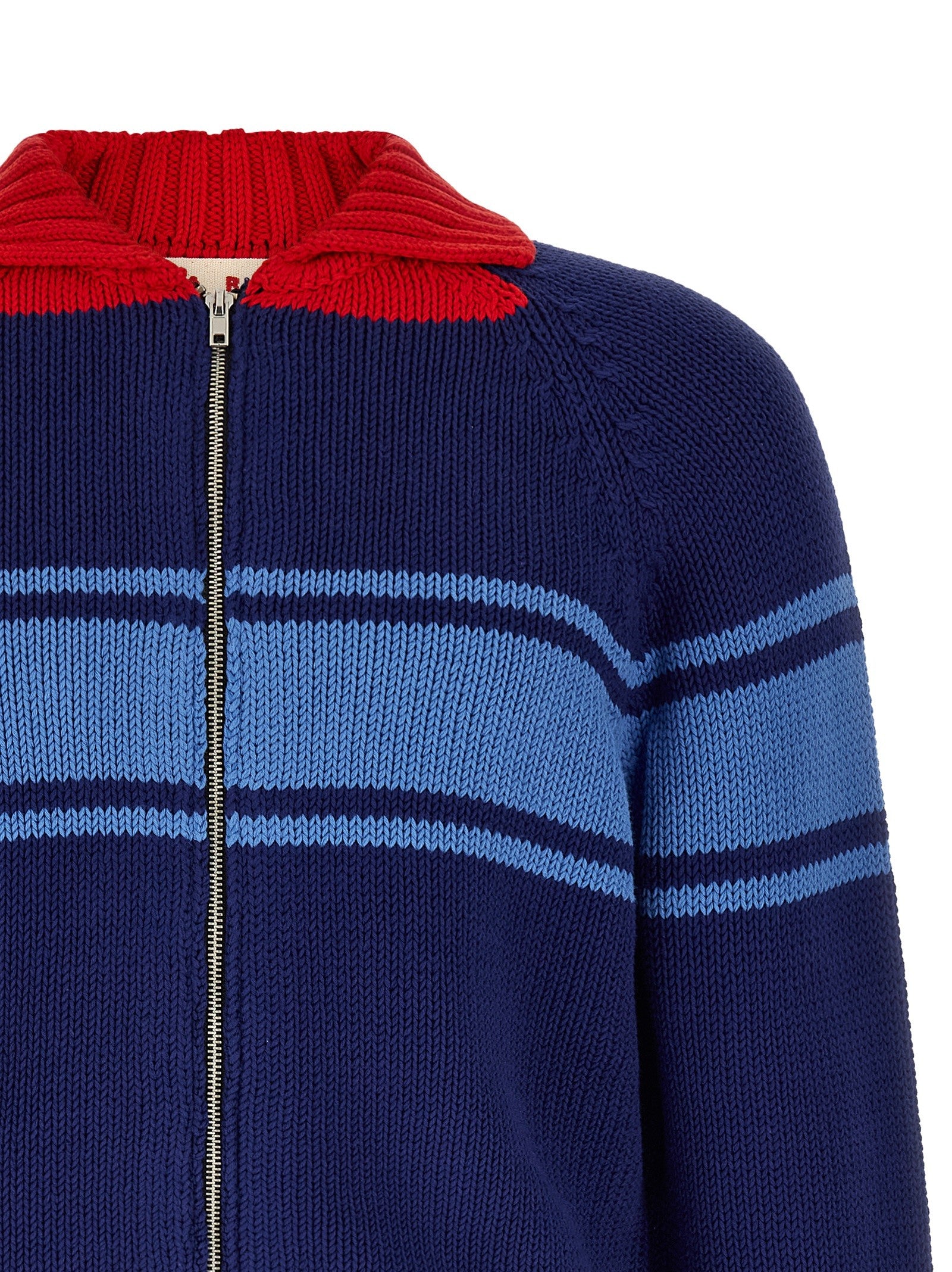 Marni Color Block Details Cardigan Blue