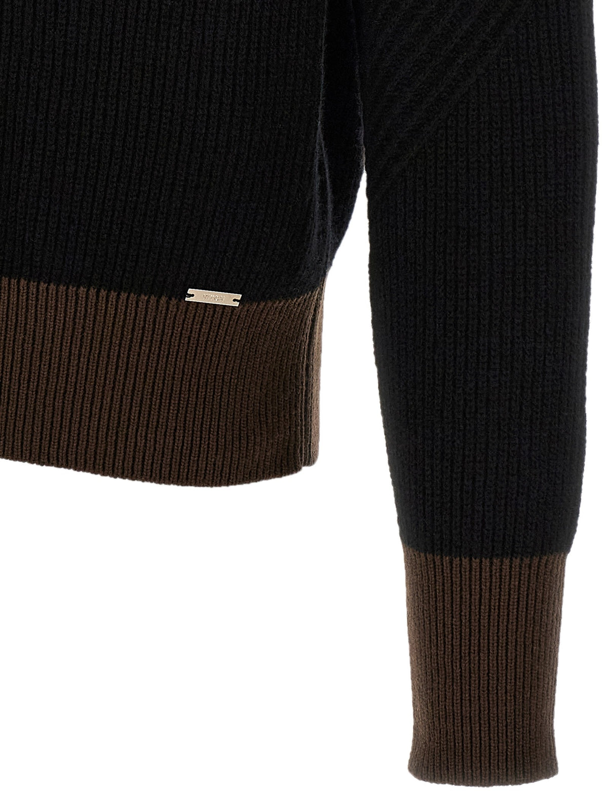 Kiton Color Block Sweater Black, view 4