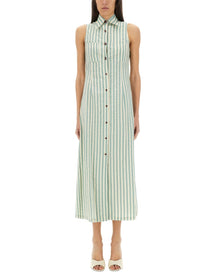 Alysi Women's Colorful Stripes Chemisier Dress Green