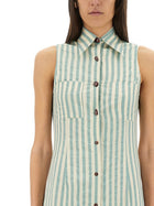 Alysi Women's Colorful Stripes Chemisier Dress Green, view 2