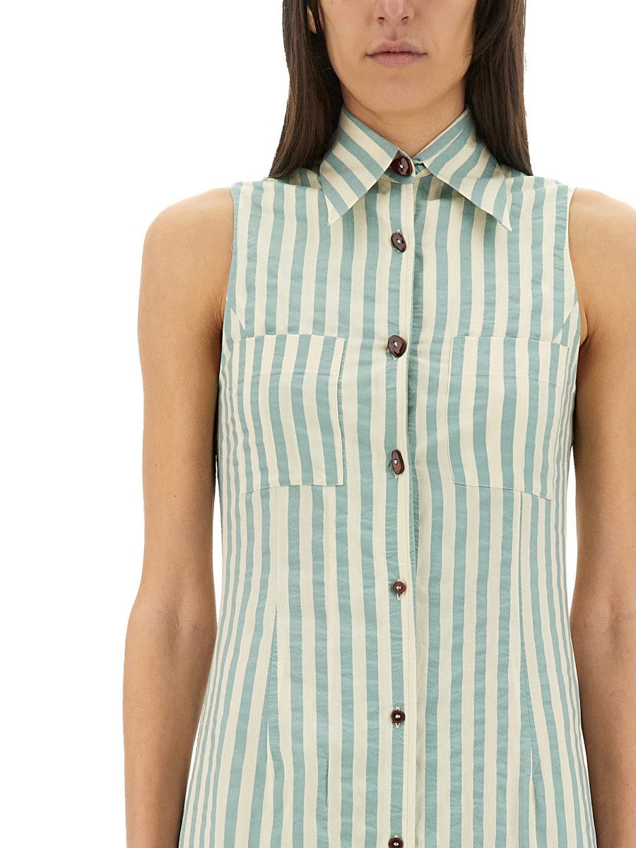 Alysi Women's Colorful Stripes Chemisier Dress Green, view 2