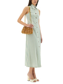 Alysi Women's Colorful Stripes Chemisier Dress Green