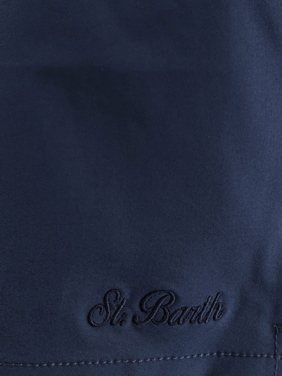 Mc2 Saint Barth Men's Comfort Recycled Nylon Swim Trunks Blue