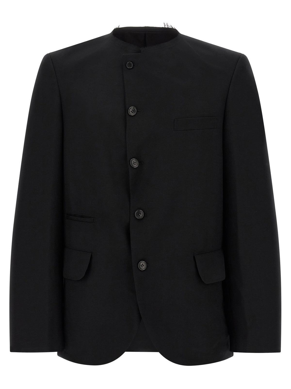 Comme Des Garcons Black Raw Cut Hem Blazer Black