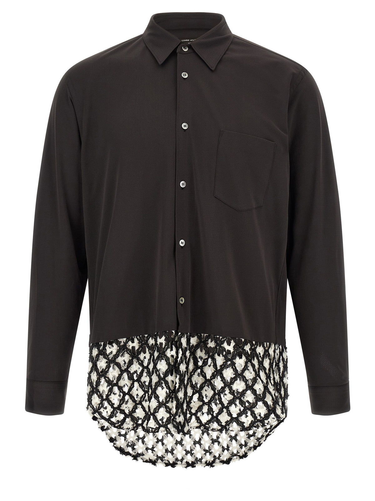 Comme Des Garçons Homme Plus Bicolor Mesh Insert Shirt White