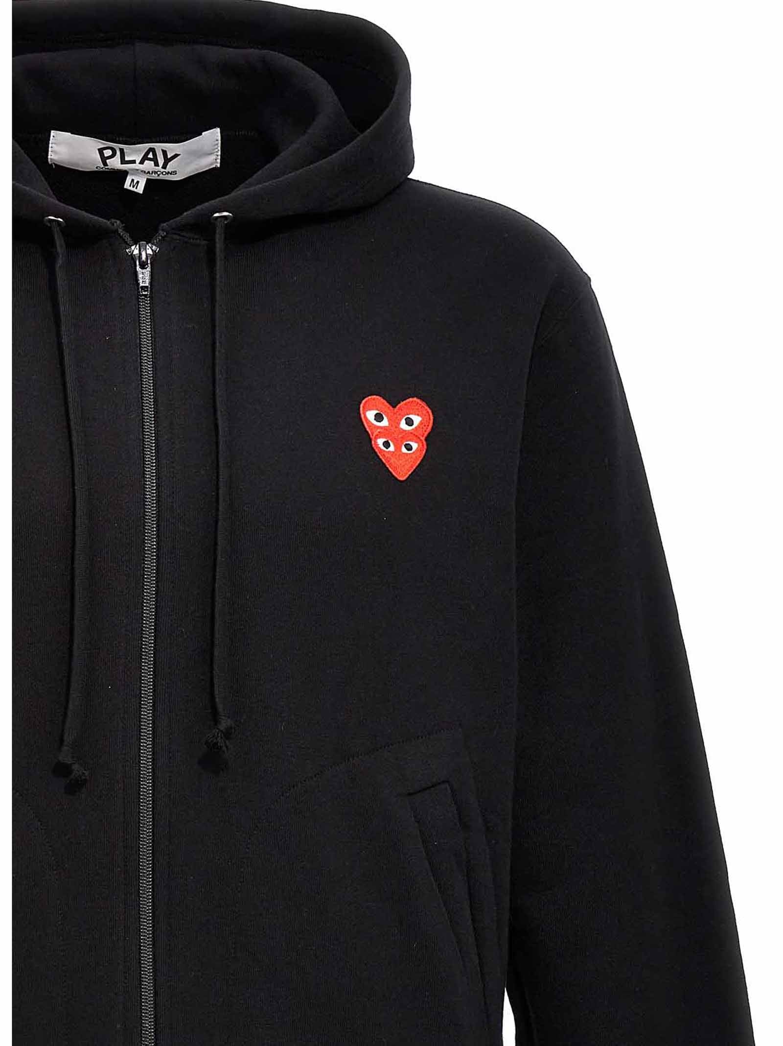 COMME DES GARÇONS PLAY - COMME DES GARÇONS PLAY - ’Double Heart’ hoodie - Men’s Sweatshirts