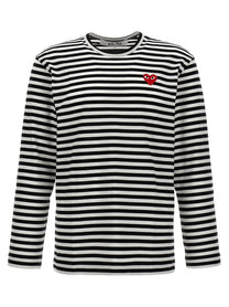 COMME DES GARÇONS PLAY - COMME DES GARÇONS PLAY - Logo patch stripes t-shirt - Men’s Top