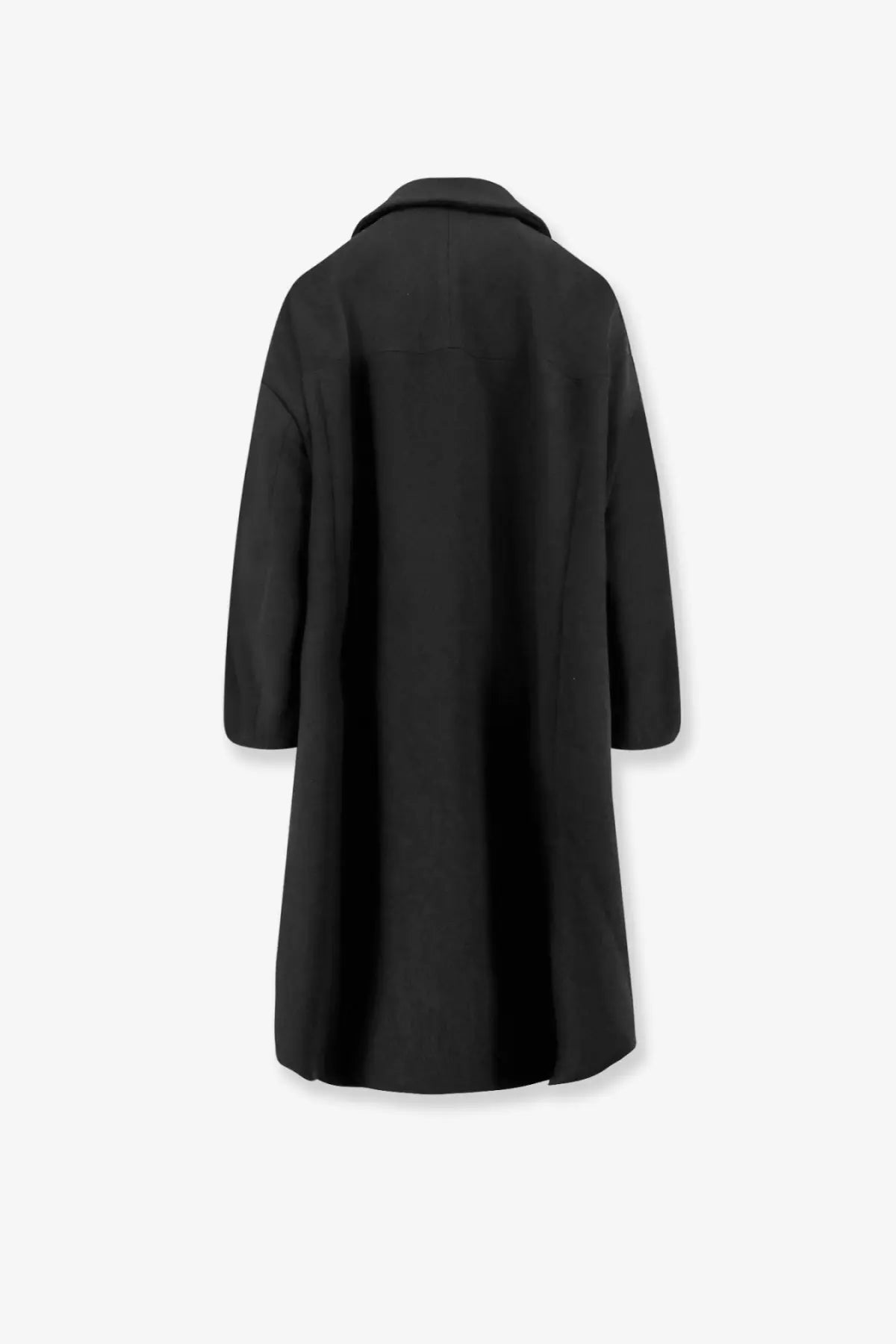 Comme des garcons play women’s coat black sleek wool with classic collar and straight cut silhouette