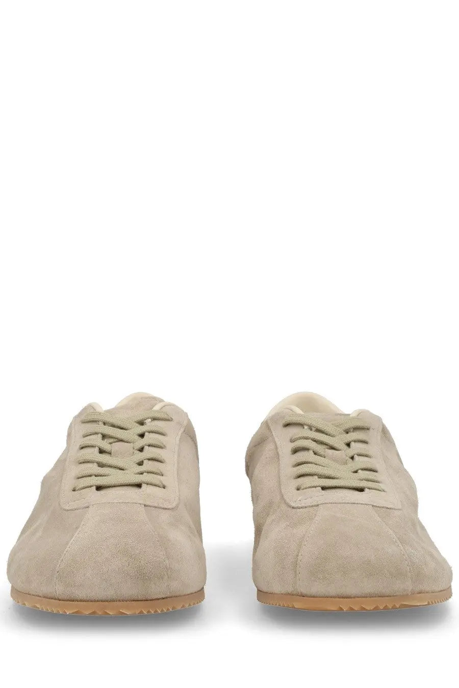 Common projects men’s sneaker in suede beige featuring beige suede low-top design with matching laces and tan sole