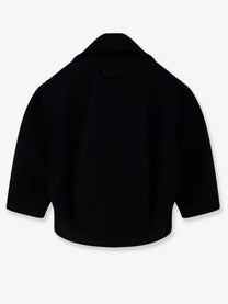 Balenciaga Women's Compact Double Wool Cocoon Peacoat Black