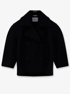Balenciaga Women's Compact Double Wool Cocoon Peacoat Black