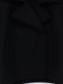 Balenciaga Women's Compact Double Wool Cocoon Peacoat Black