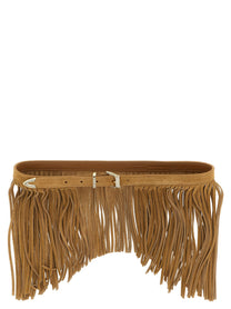 Pinko Con Frange Suede Belt Beige