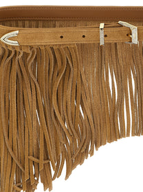 Pinko Con Frange Suede Belt Beige