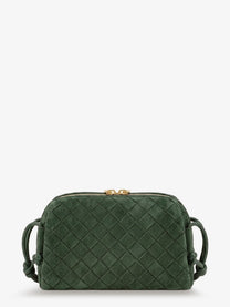 Bottega Veneta Women's Concert Pochette Suede Crossbody Bag Green