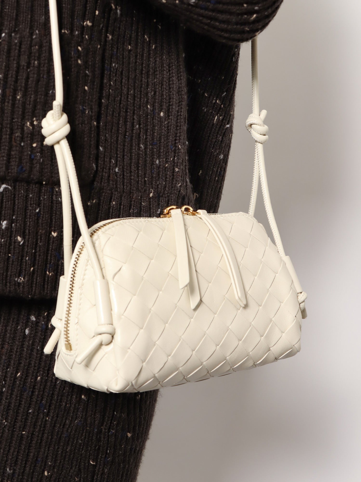 Bottega Veneta Women's Concert Pouch Leather Crossbody Bag Gold