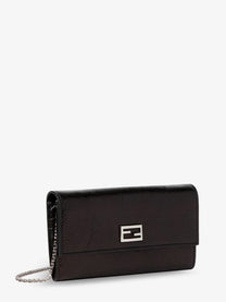 Fendi Women's Continental Crackled Leather Wallet Black