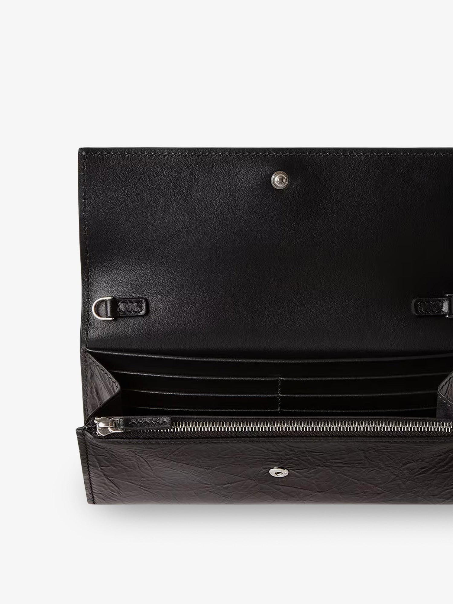 Fendi Women's Continental Crackled Leather Wallet Black