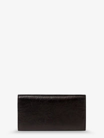 Fendi Women's Continental Crackled Leather Wallet Black