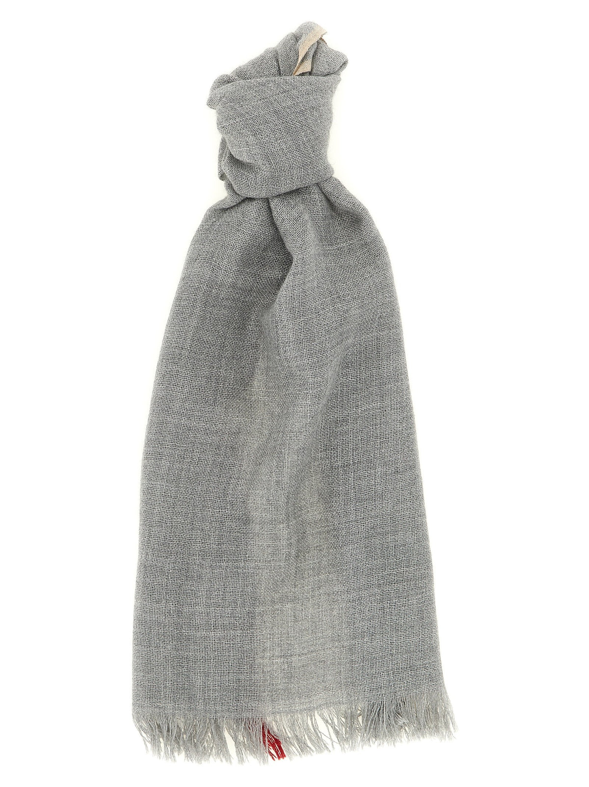 Brunello Cucinelli Contrast Border Scarf Grey
