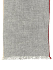 Brunello Cucinelli Contrast Border Scarf Grey, view 2