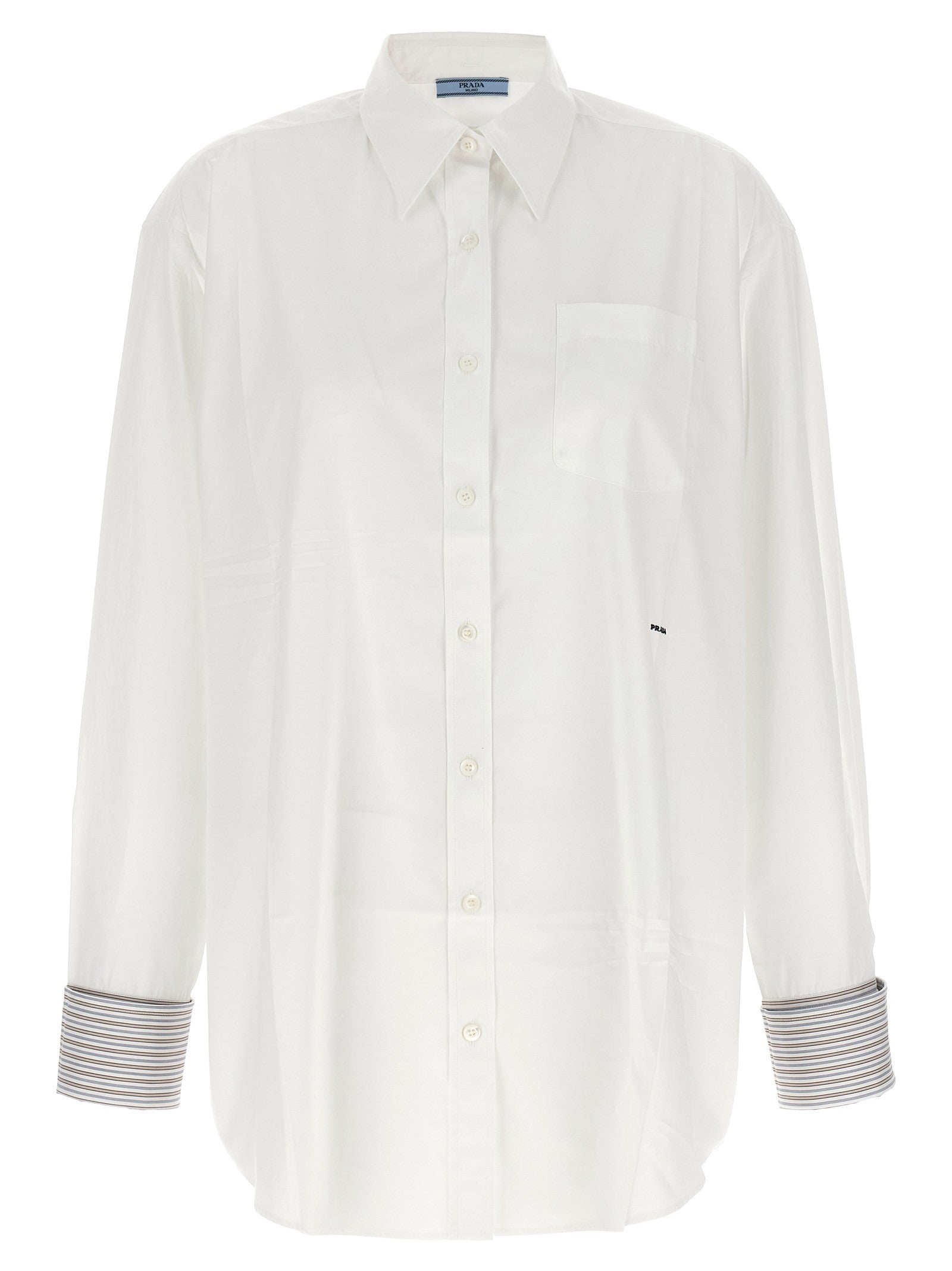 PRADA Contrast Cuffs Shirt White