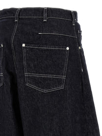 Comme Des Garҫons Homme Contrast Stitching Jeans Blue