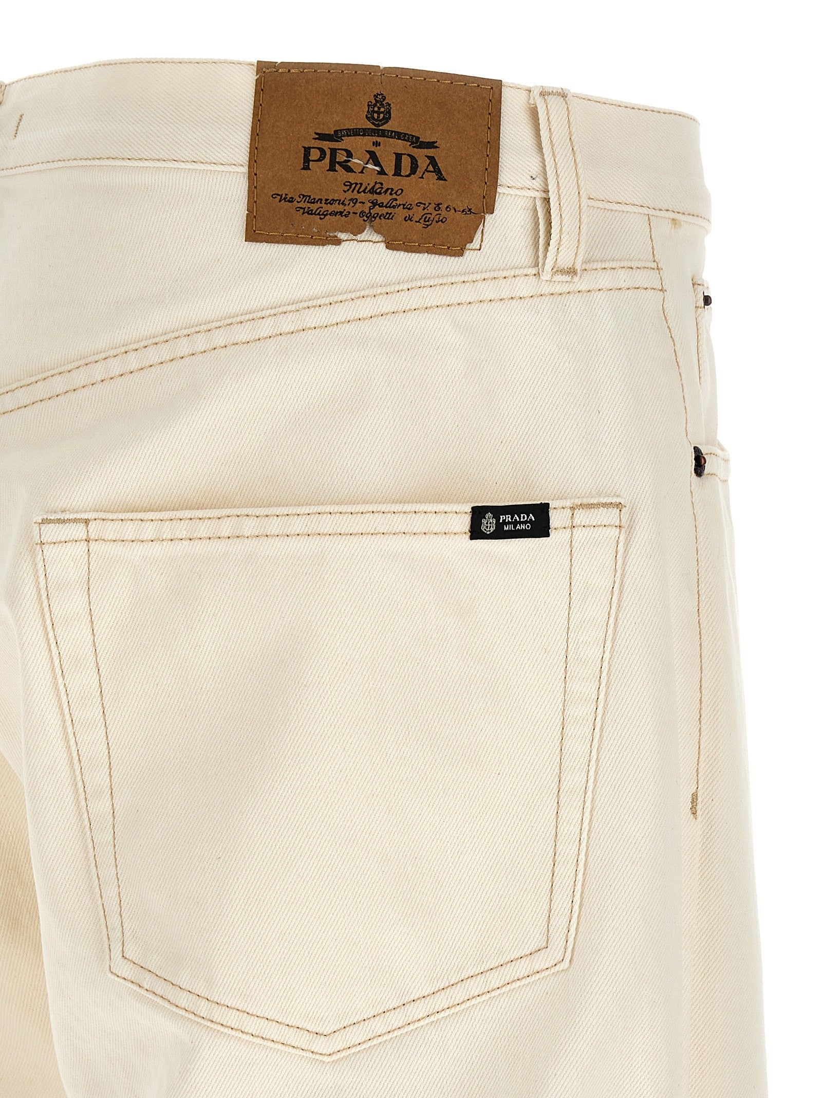 PRADA Contrast Stitching Jeans White