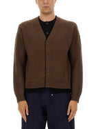 JW Anderson Men's Contrasting Layered Cardigan Brown