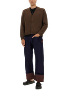 JW Anderson Men's Contrasting Layered Cardigan Brown, view 2