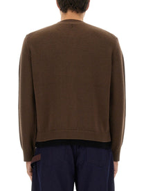 JW Anderson Men's Contrasting Layered Cardigan Brown