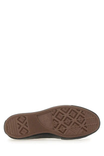 Brown rubber sole with classic diamond tread and black sidewall showing converse logo on converse unisex chuck hi sneaker