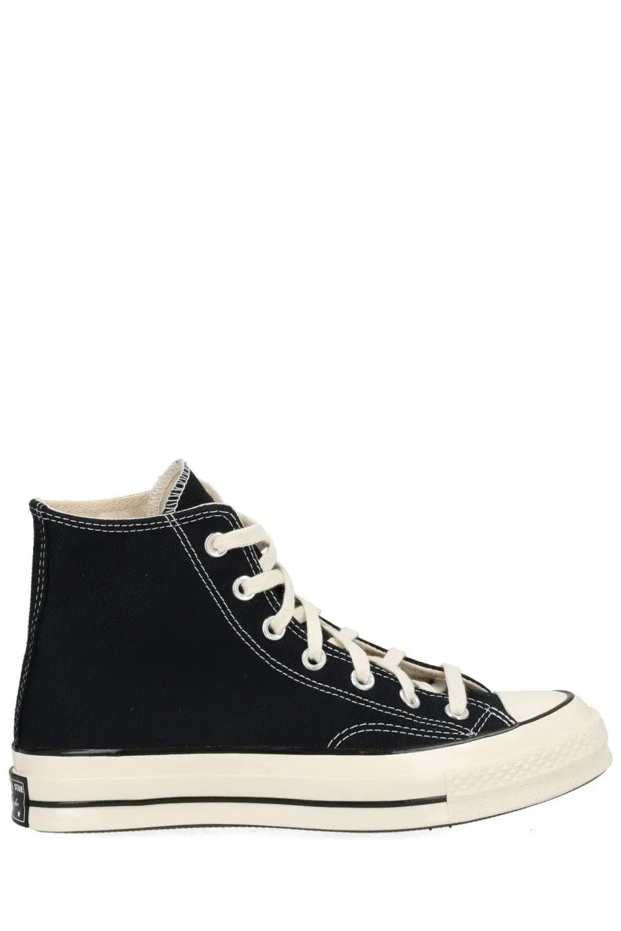Converse unisex chuck sneaker black high-top with white laces rubber toe cap and classic canvas upper