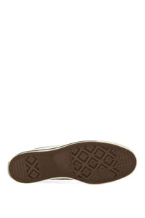 Brown rubber sole with classic diamond tread and white stitching on converse unisex chuck vintage sneaker black